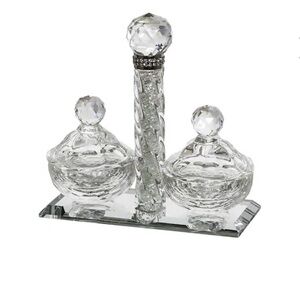 Crystal Double Vanity Jars with Center Handle